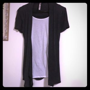 Charcoal gray with attached white top underneath